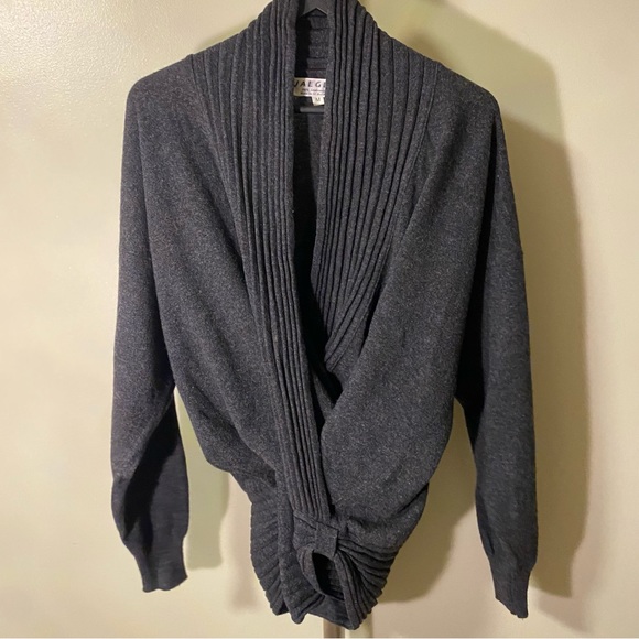 Jaeger Sweaters - Jaeger - Gray Lambswool Sweater